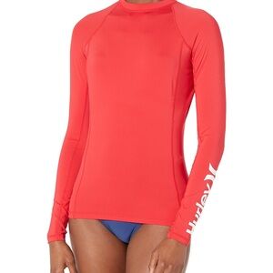 Hurley Women's Long Sleeve Red Rash Guard